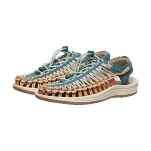 NEW KEEN Uneek Woven Sneakers In Sea Moss/Tangerine Colorway Size 9.5